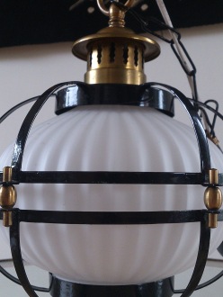 frosted glass and brass hanging lamp