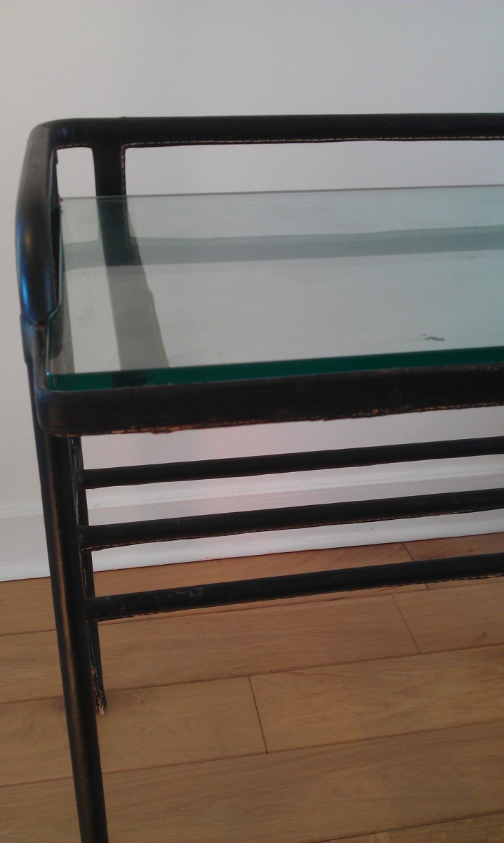 ADNET Leather and Glass Coffee Table