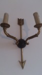 Pair of French neo classical sconces bronze and steel - 1950's