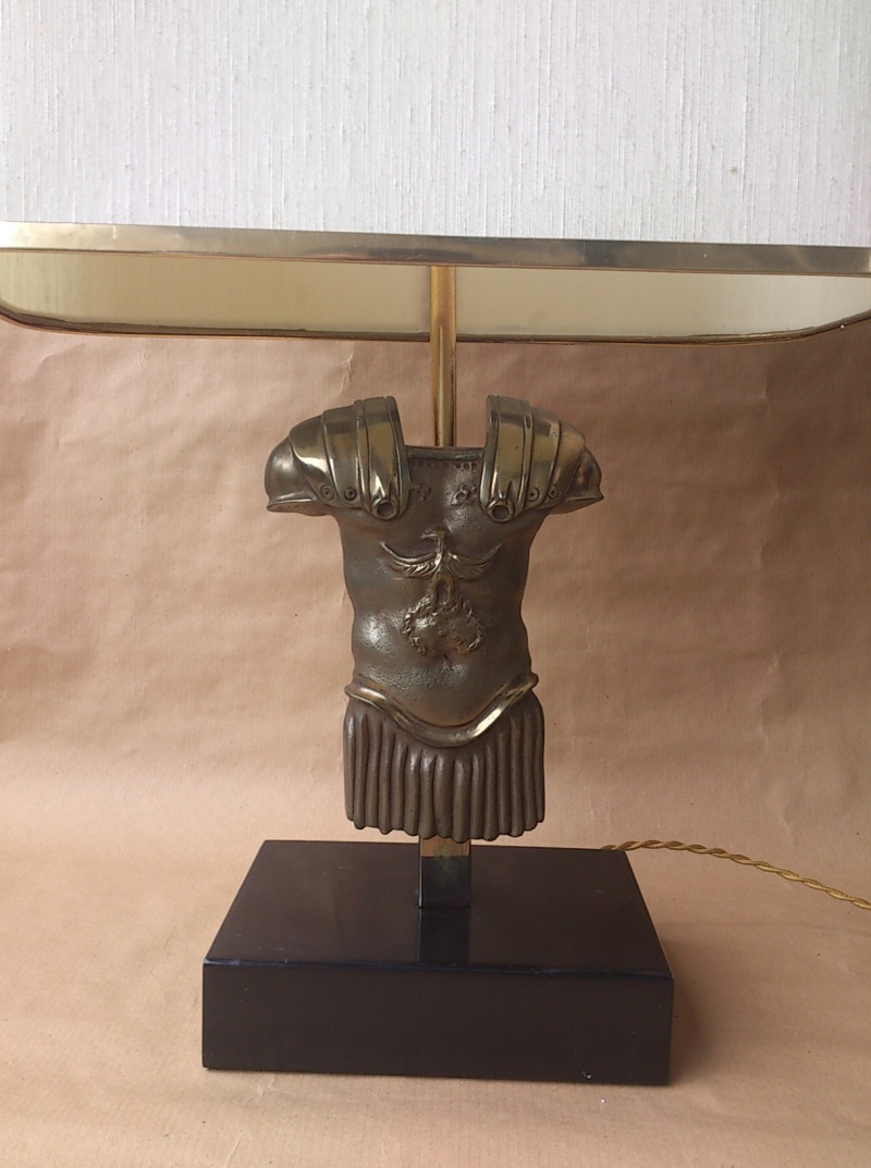 France - 1960's - gladiator torso bronze table lamp