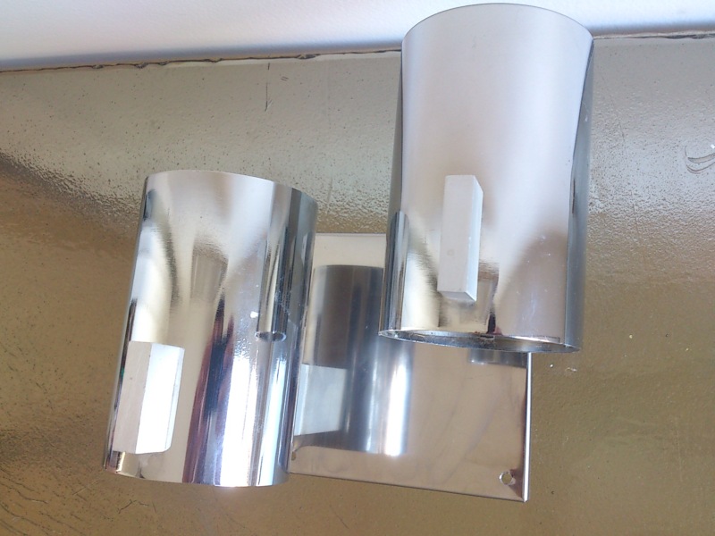 Pair of chrome and brushed aluminum sconces - France 1970's